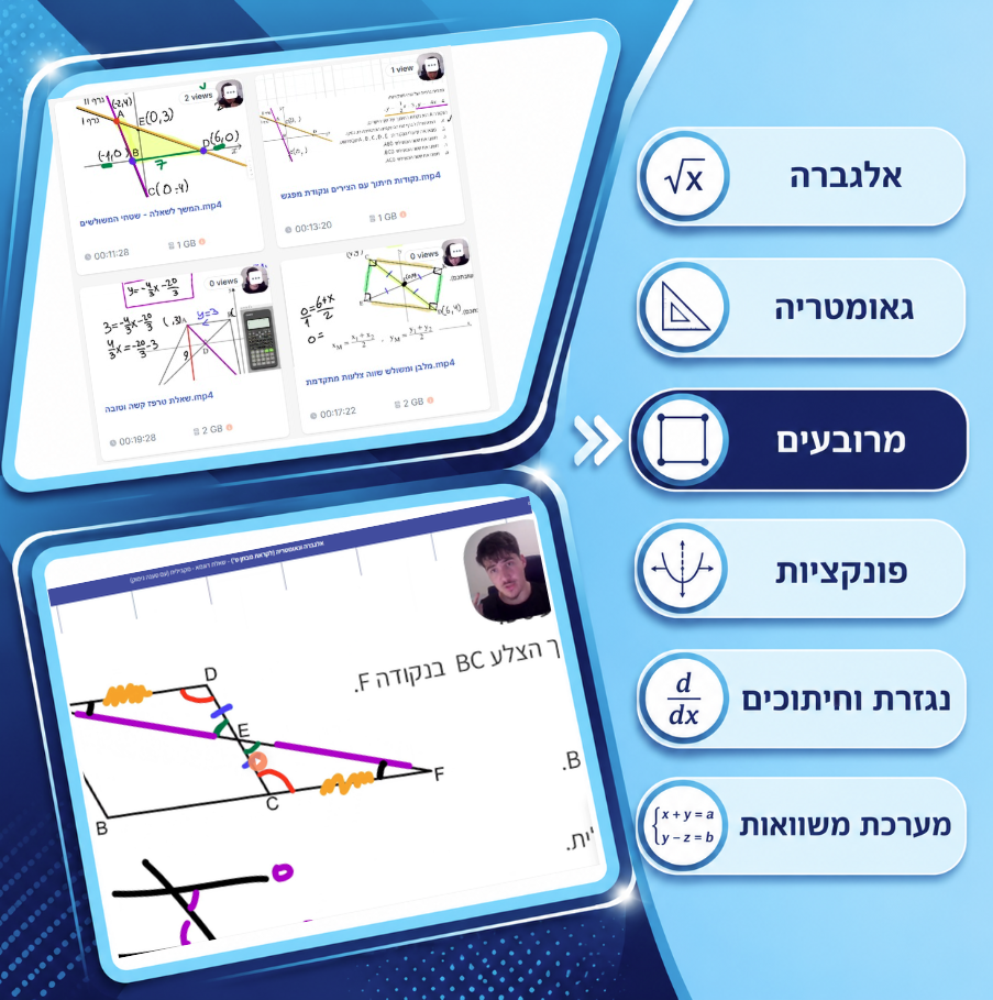 אתר השיעורים של אלוגברה — סרטוני הסבר ותרגול לכל נושא